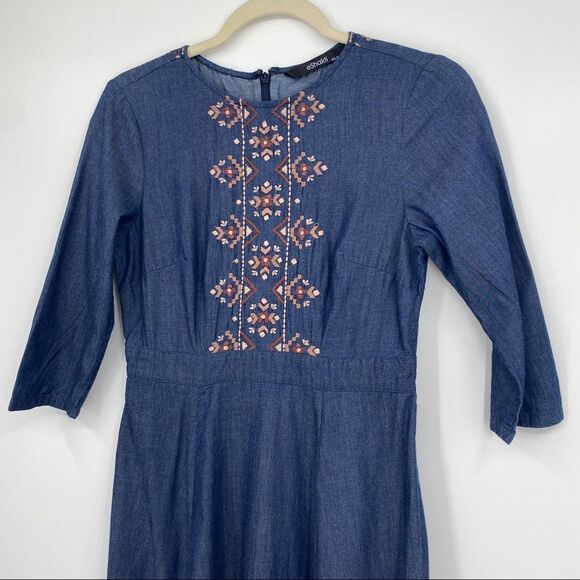 Eshakti Dress Chambray Embroidered XS Size 2 - Picture 2 of 11